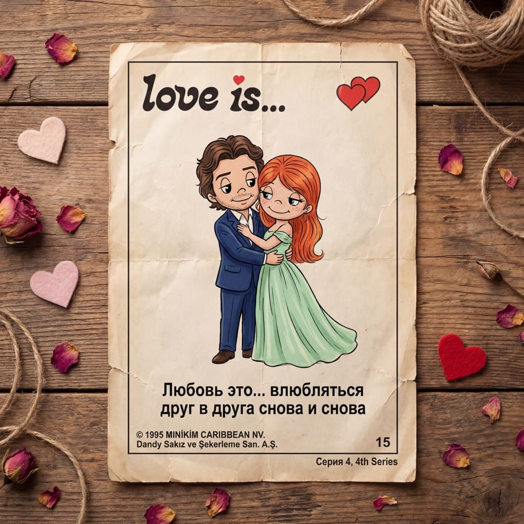 Картинки Love is по фото — открытка в стиле вкладыша из жвачки