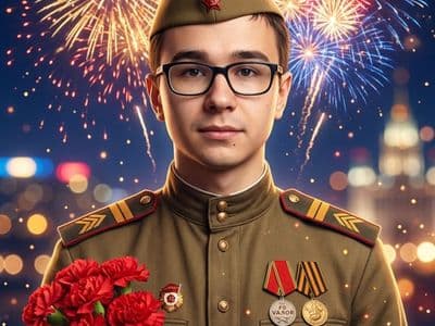 Мерцающие открытки с Днем Победы — создание с помощью нейросети