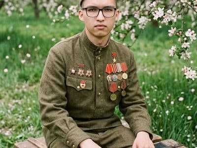 Фото ветерана с наградами — создание портрета через нейросеть