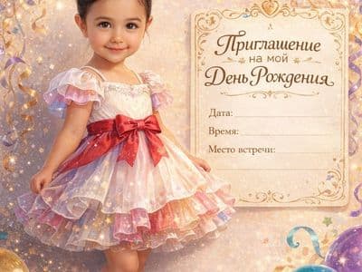 Открытка приглашение на день рождения ребенка — создание своими руками через нейросеть